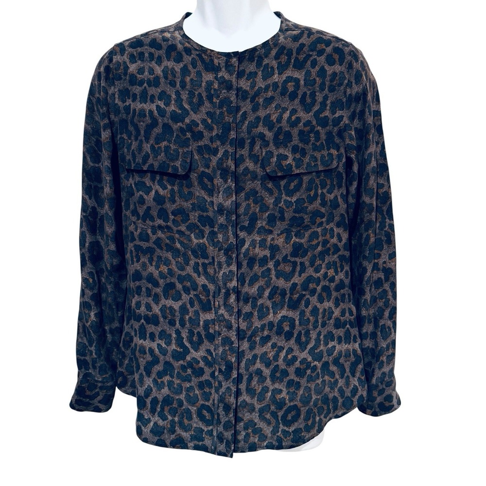 Equipment Femme Silk Leopard Blouse M Hidden‎ Button Luxury Designer Top